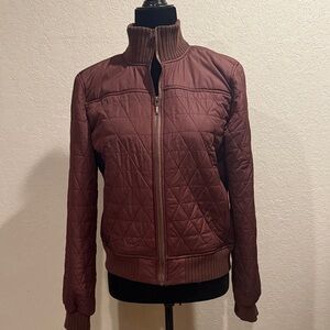 Prana Women's Quilted Bomber Jacket in Rich Brown